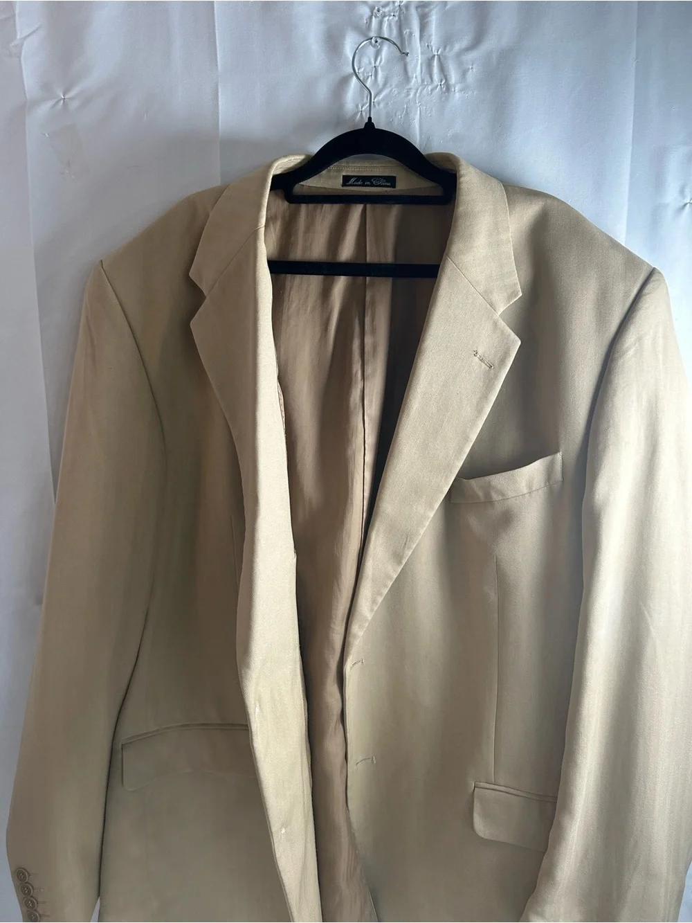 Men's Beige Blazer - Classic Single-Breasted Suit Jacket with color f(fade)